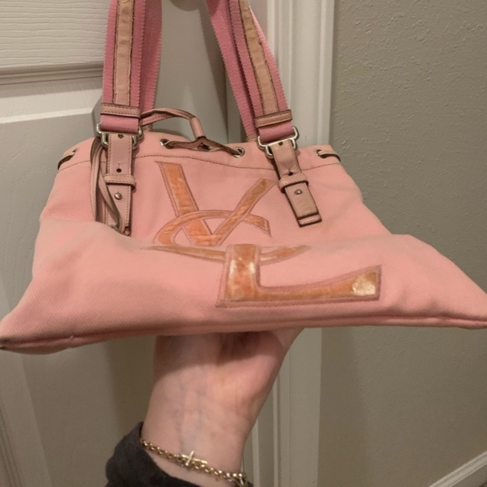 YSL Yves Saint Laurent Kahala Pink Canvas Tote - Picture 2 of 16